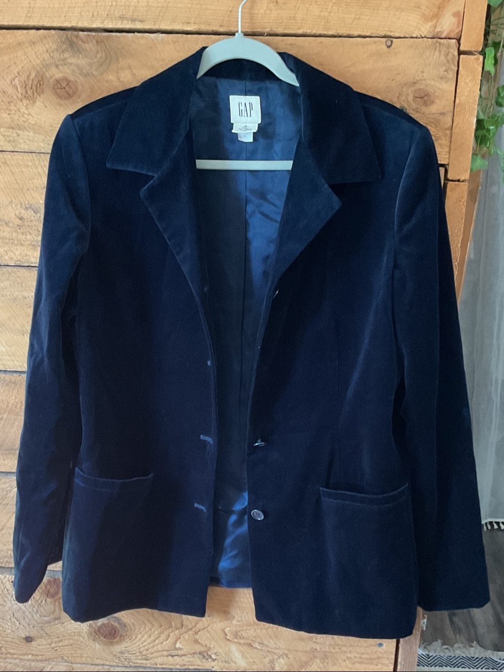 GAP Women's Dark Navy Velvet Blazer